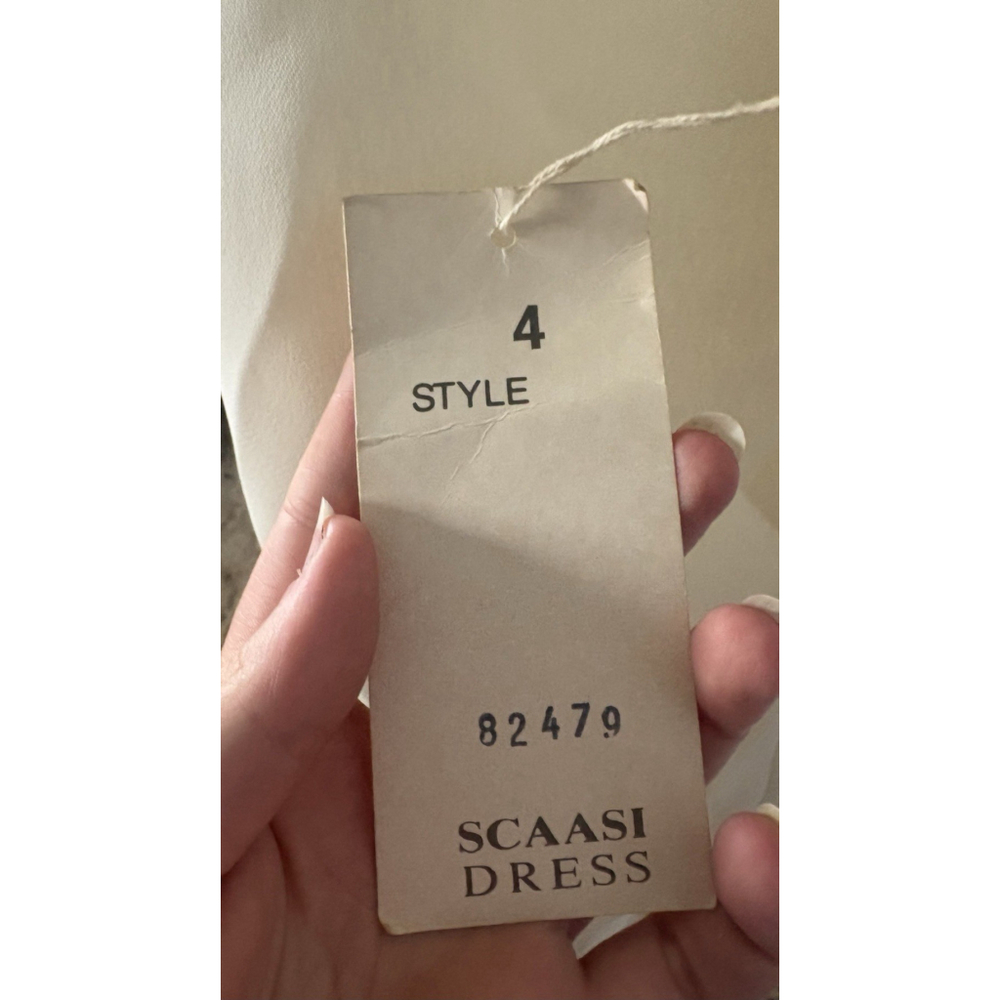 VTG Scaasi Dress Ivory Cream Coat Dress NWT Size 4 Gold Buttons Old Money 90s - Picture 4 of 16